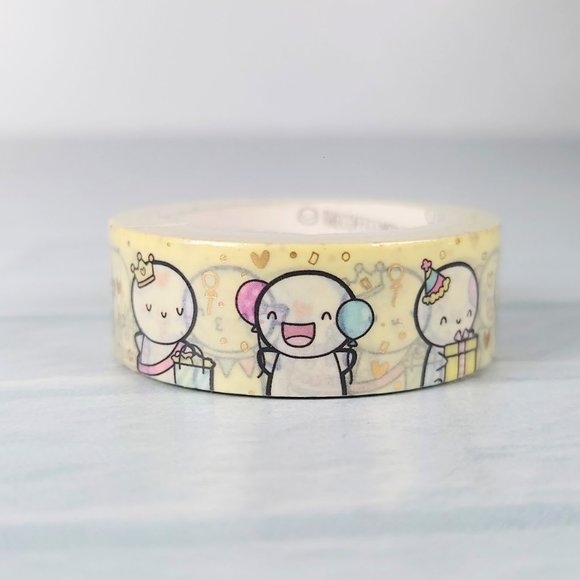Birthday Bash Emotis 15mm Washi Tape | TheCoffeeMonsterzCo TCMC - Picture 1 of 1